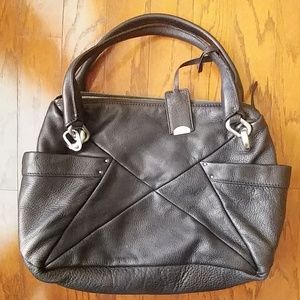 Calvin Klein black leather satchel tote purse